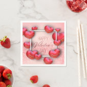 バレンタインデー赤いハートグリッターペーパーナプキン スタンダードカクテルナプキン (インサイチュ)