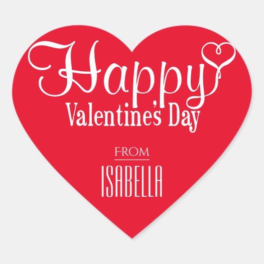 バレンタインデー赤いハートステッカー1.5"x1.5" ハートシール (正面)