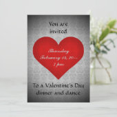 バレンタインデー赤いハートディナーパーティー5 x 7 招待状 (スタンド正面)