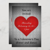 バレンタインデー赤いハートディナーパーティー5 x 7 招待状 (正面/裏面)