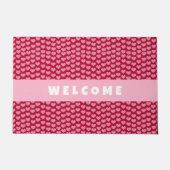 バレンタインデー赤いハートパタパーソナライズされたーン ドアマット (正面)