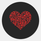 バレンタインデー赤いハートビデオゲームおもしろいラブゲーマー ラウンドシール (正面)