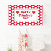 バレンタインデー赤いハートホワイトドット 横断幕 (インサイチュ)