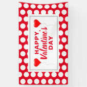 バレンタインデー赤いハートホワイトドット 横断幕 (縦)