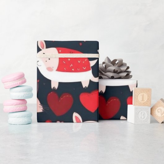 バレンタインデー赤いハートラッピング紙 ラッピングペーパー (ベビーシャワー)