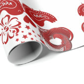 バレンタインデー赤いハートラブバード ラッピングペーパー (ロールコーナー)