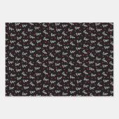 バレンタインデー赤いハートロマンチックラブブラック ラッピングペーパーシート (正面2)