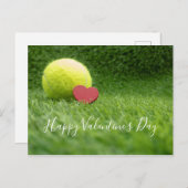 バレンタインデー赤いハート付テニス ポストカード (正面/裏面)