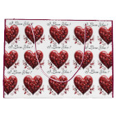 バレンタインデー赤いハート愛する ラージペーパーバッグ (裏面)