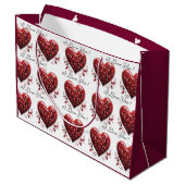 バレンタインデー赤いハート愛する ラージペーパーバッグ (裏面アングル)