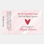 バレンタインデー赤いハート手作り石鹸ラベル 長方形シール (正面)