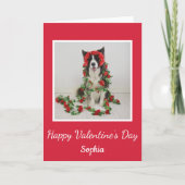 バレンタインデー赤いバラかわいい縁どコリードッグ シーズンカード (正面)