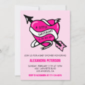 バレンタインデー赤ちゃんシャワーピンクハート矢印 招待状 (正面)