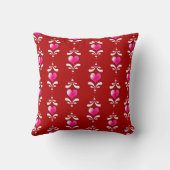 バレンタインデー赤とピンクのハート柄 クッション (裏面)