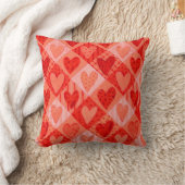 バレンタインデー赤とピンクのパッチワークハート クッション (ブランケット)