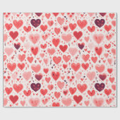 バレンタインデー赤とピンクハート ラッピングペーパー (フラット)