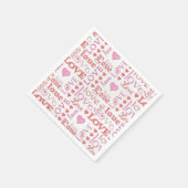 バレンタインデー赤とピンクラブタイポグラフィ スタンダードカクテルナプキン (角)