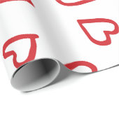 バレンタインデー赤と白ハートパターン ラッピングペーパー (ロールコーナー)