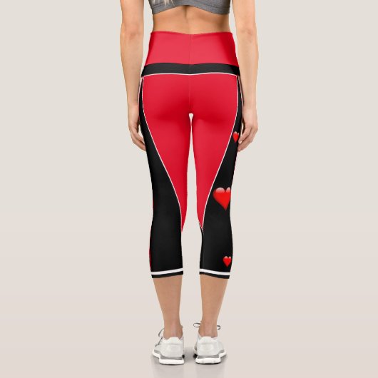 バレンタインデー赤と黒のハイウェストCapris カプリレギンス (裏面)