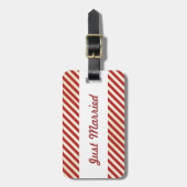バレンタインデー赤ストライプい荷物札 ラゲッジタグ (正面縦)