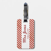 バレンタインデー赤ストライプい荷物札 ラゲッジタグ (裏面縦)