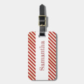バレンタインデー赤ストライプい荷物札 ラゲッジタグ (正面縦)