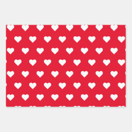 バレンタインデー赤ピンクハート模様 ラッピングペーパーシート