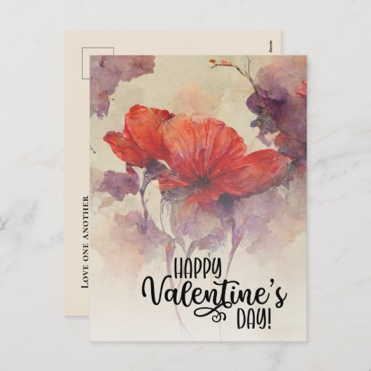 バレンタインデー赤フローラバイブル聖書聖書教会 シーズンポストカード (正面/裏面)