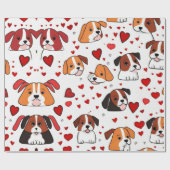 バレンタインデー赤犬ハートラッピング紙 ラッピングペーパー (フラット)