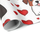 バレンタインデー赤犬ハートラッピング紙 ラッピングペーパー (ロールコーナー)