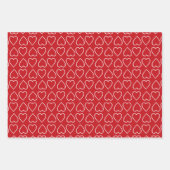 バレンタインデー赤白かわいいハート柄 ラッピングペーパーシート (正面2)