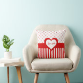 バレンタインデー赤白ハートパターストライプのン クッション (椅子)
