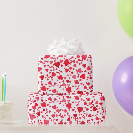 バレンタインデー赤紙吹雪ハートパターン ラッピングペーパー (パーティーギフト)