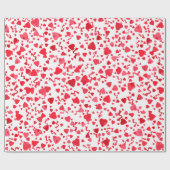 バレンタインデー赤紙吹雪ハートパターン ラッピングペーパー (フラット)