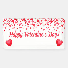 バレンタインデー赤紙吹雪ハートパターン 横断幕
