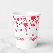 バレンタインデー赤紙吹雪ハートパターン 紙コップ (左)