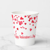 バレンタインデー赤紙吹雪ハートパターン 紙コップ (正面)