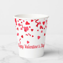 バレンタインデー赤紙吹雪ハートパターン 紙コップ