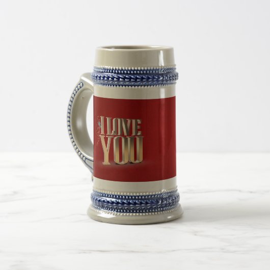 バレンタインデー赤3D愛する ビールジョッキ (正面左)