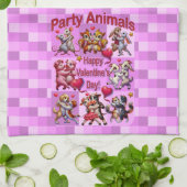 バレンタインデー踊りカップル「パーティー動物」 キッチンタオル (折り畳み)