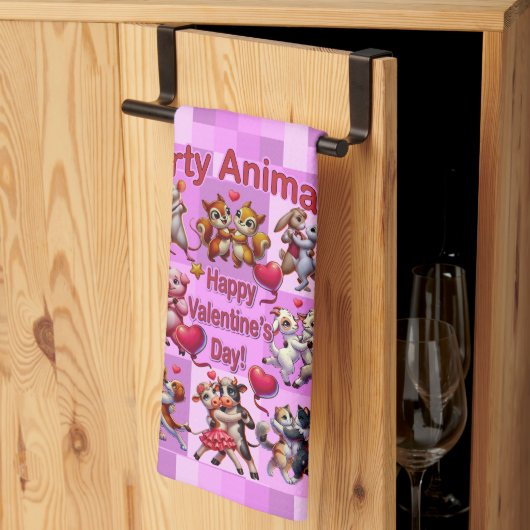 バレンタインデー踊りカップル「パーティー動物」 キッチンタオル (三つ折り)