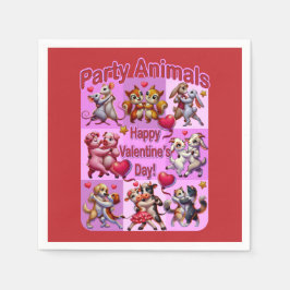 バレンタインデー踊りカップル「パーティー動物」 スタンダードカクテルナプキン