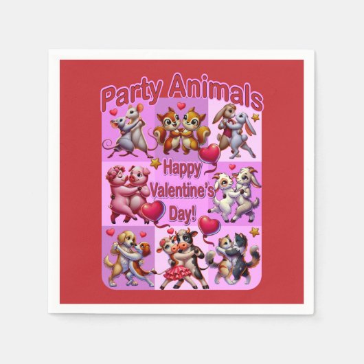 バレンタインデー踊りカップル「パーティー動物」 スタンダードカクテルナプキン (正面)