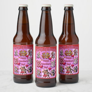 バレンタインデー踊りカップル「パーティー動物」 ビールラベル
