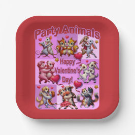 バレンタインデー踊りカップル「パーティー動物」 ペーパープレート