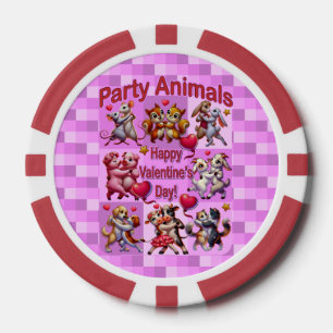 バレンタインデー踊りカップル「パーティー動物」 ポーカーチップ