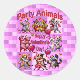 バレンタインデー踊りカップル「パーティー動物」 ラウンドシール