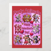 バレンタインデー踊りカップル「パーティー動物」 招待状 (正面/裏面)
