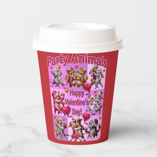 バレンタインデー踊りカップル「パーティー動物」 紙コップ (正面)