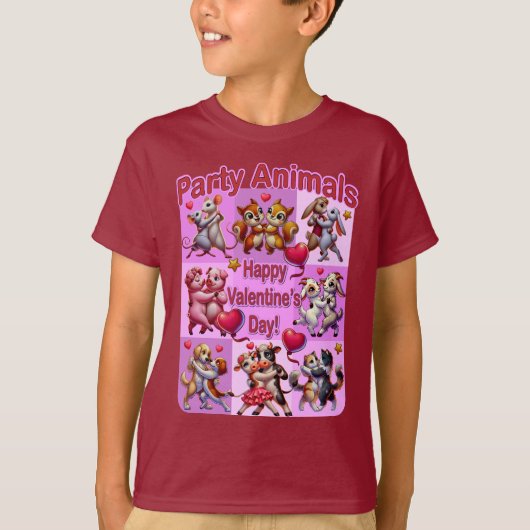 バレンタインデー踊りカップル「パーティー動物」 Tシャツ (正面)